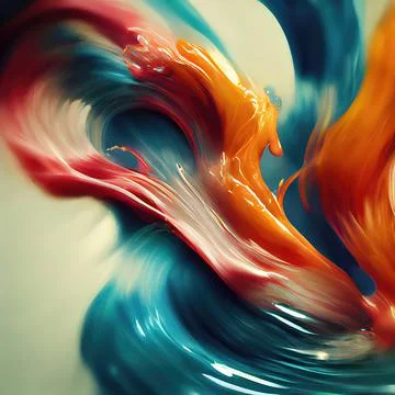 Vivid color splash motion capture. Orange and blue colors. Digital illustration Stockillustratie