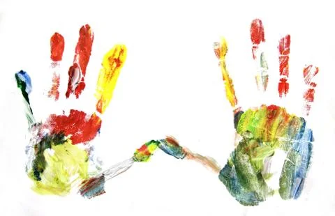 Vivid colored hands Stock Photos
