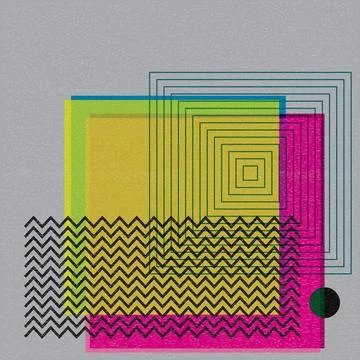 Vivid colors geometric object with riso print effect. vector illustration. .. Stock Illustration