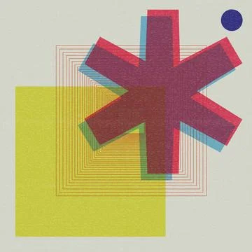 Vivid colors geometric object with riso print effect. vector illustration. .. Stock Illustration