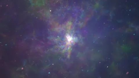 Vivid Cosmic Light Burst Surrounded by Ethereal Colorful Glow Video stock 302566058