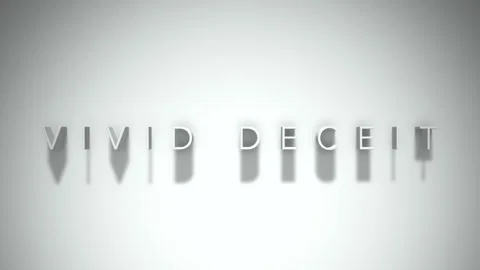 Vivid deceit 3D title animation white text on a white background Stock Footage 299748319