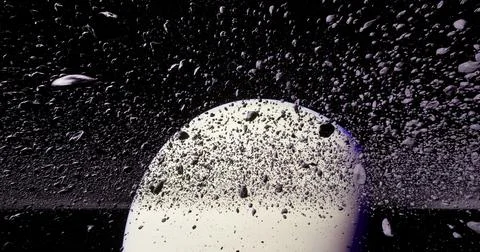 Vivid depiction of particles exploding in space against a dark backdrop Illustrazione stock