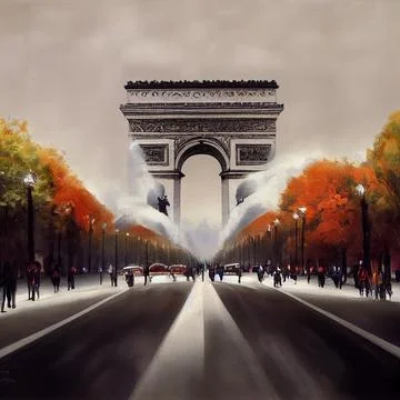 Vivid drawing of the arc de Triomphe in Paris Illustrazione stock