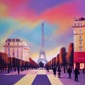 Vivid drawing of the elfel tower Stock Illustration