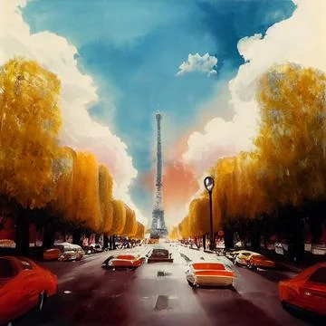 Vivid drawing of the elfel tower イラスト素材