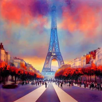 Vivid drawing of the elfel tower イラスト素材