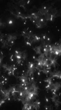 Vivid explosion of glowing particles around a black central void in radial .. イラスト素材