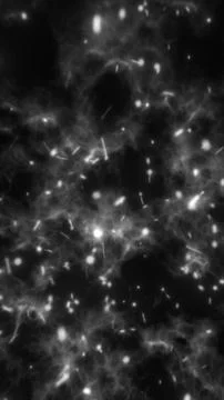 Vivid explosion of glowing particles around a black central void in radial .. Stock Photos