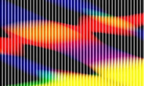 Vivid flame pattern flows through fluted texture chromatic motion fused Illustrazione stock