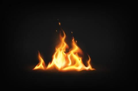 Vivid Flames on a Dark Background Stock Illustration