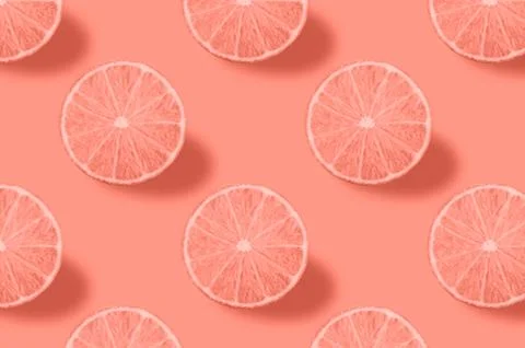Vivid fruit pattern of fresh citrius on colourful background Stock Photos