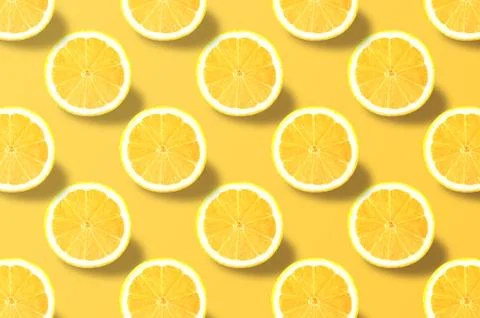 Vivid fruit pattern of fresh lemon on colourful background Foto stock