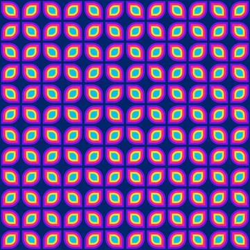 Vivid Geometric Leaf Pattern with Yellow and Magenta Shapes on Navy Blue Ba.. Stockillustratie