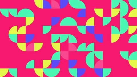 This vivid geometric pattern features an arrangement of colorful shapes and.. Stock Illustration
