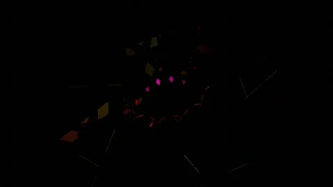 Vivid geometric shapes move to electronic beats at night Stock Footage 292144559