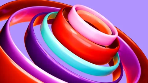 Vivid gradient colored plastic rings Stock Footage 277665149