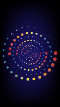 Vivid gradient dots forming a hypnotic spiral pattern on a dark background 스톡 일러스트