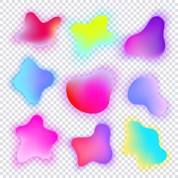 Vivid gradient spots set with abstract elements for trendy vibrant color design Illustrazione stock