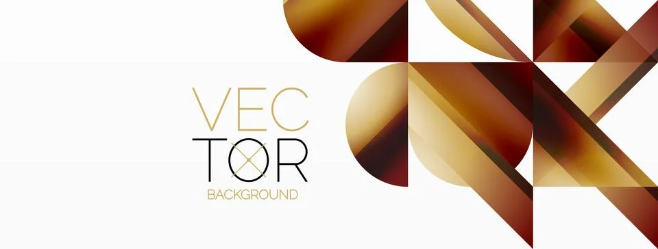 Vivid gradient triangles and circles on white. Mesmerizing fusion of shapes for Stock Illustration