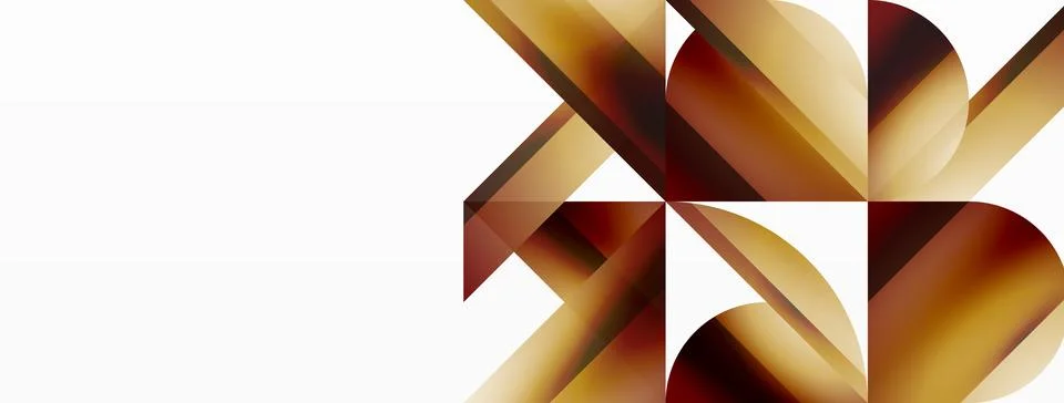 Vivid gradient triangles and circles on white. Mesmerizing fusion of shapes for Stock Illustration
