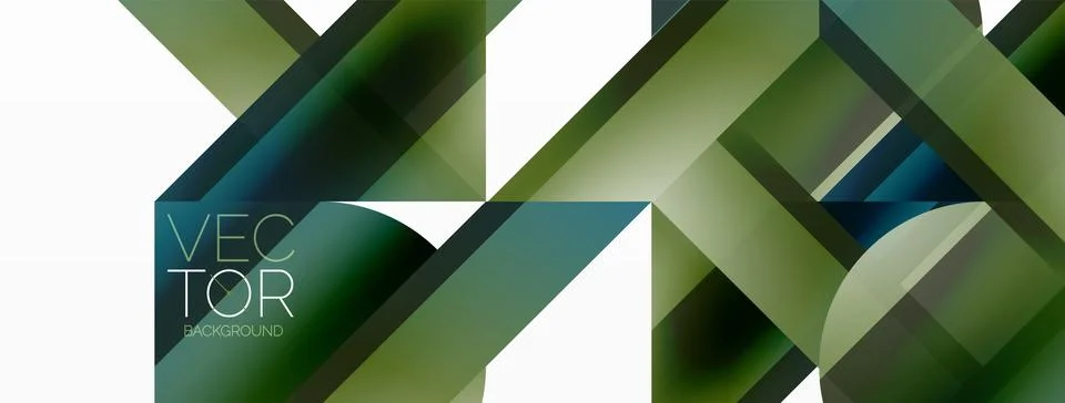 Vivid gradient triangles and circles on white. Mesmerizing fusion of shapes for Stock Illustration
