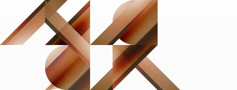 Vivid gradient triangles and circles on white. Mesmerizing fusion of shapes for Stock Illustration
