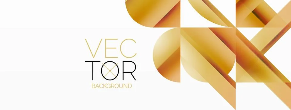 Vivid gradient triangles and circles on white. Mesmerizing fusion of shapes for Stock Illustration