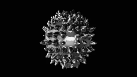 Vivid gray 3d rendering fluid bubble deforming like virus cell with multiple Stock Footage 130587408