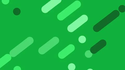 A vivid green abstract background featuring diagonal rounded rods and circula Illustrazione stock