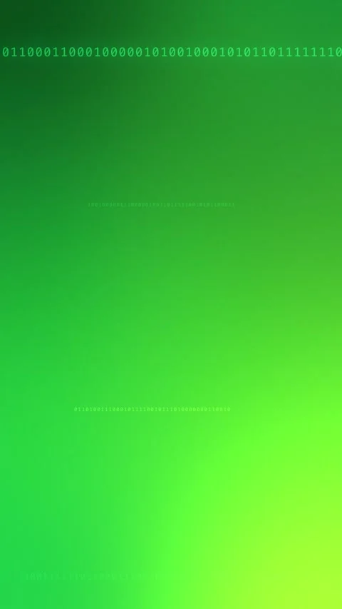 Vivid green gradient with glowing binary code, Seamless Animation Stock Footage 341858251