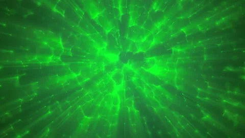 Vivid green light burst with caustic rays and glowing energy patterns Stock Footage 329665670
