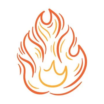 Vivid, hand-drawn-like flames in bright orange and red tones, with smooth curves Stock Illustration