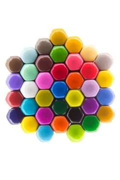 Vivid hexagonal pattern in rainbow colours Stock Photos