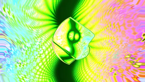 Vivid Holographic Crystal Facets &amp; Psychedelic Plasma Ripple Flow Abstract .. Stock Footage 342684888