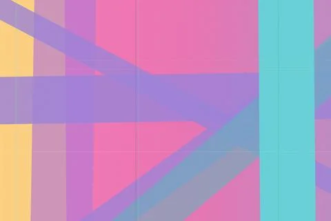 Vivid intersecting bands and translucent blocks form a playful contemporary.. Stock Illustration