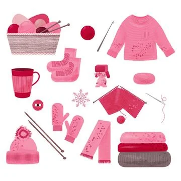 Vivid Knitting big Set Stock Illustration