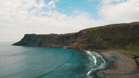 Vivid landscape where cliffs meet ocean - Drone 4K Aerial 動画素材 113741809