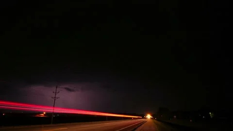 A Vivid Lightning Storm Illuminates the Nighttime Sky in Tornado Alley Stock Footage 136334197