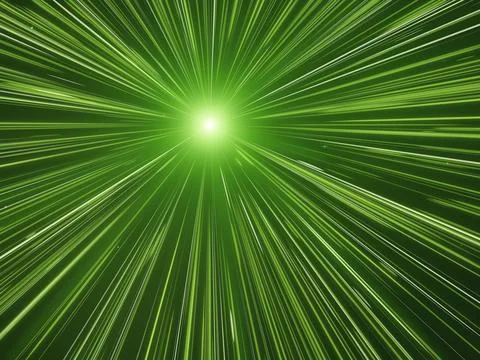 Vivid lime rays explode from a radiant center across a dark green field, de.. Illustrazione stock