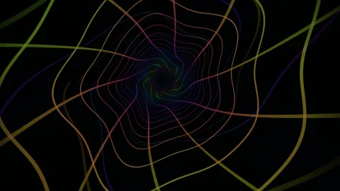 Vivid lines create a swirling pattern in dark background Stock Footage 340358806
