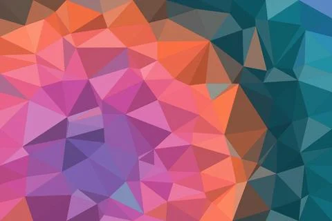 Vivid low-poly geometric polygons in purple, pink, orange and teal create a.. Stock Illustration