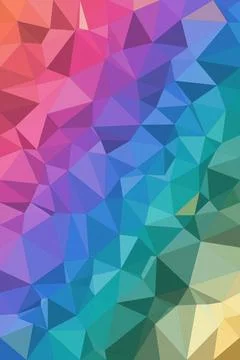Vivid low-poly geometric triangles form a modern abstract pattern in pink, .. Stock Illustration