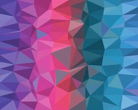 A vivid low-poly polygon background in pink and blue, forming an abstract g.. 스톡 일러스트