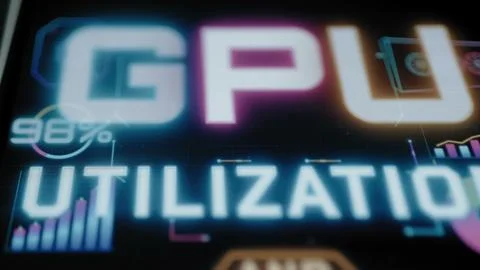Vivid macro technology dashboard displays the exact GPU Utilization label Stock Photos