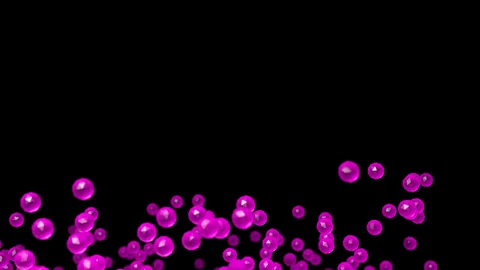 Vivid magenta low poly spheres rise smoothly into a black space Stock Footage 344910444