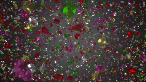Vivid Multicolored Gems Floating on a Dark Contrasting Background Stock Footage 301106534