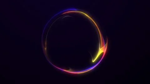 Vivid multicolored neon orb with fluid curves and soft glowing reflections... Stock Illustration