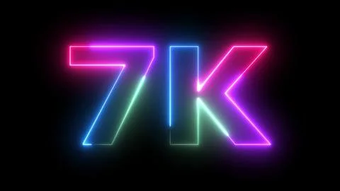 Vivid Neon Light 7K Text Effect Emitting Bright Multi-Color Glow Against a .. Stock Illustration