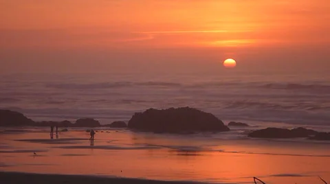 Vivid Ocean Sunset Stock Footage 34196418